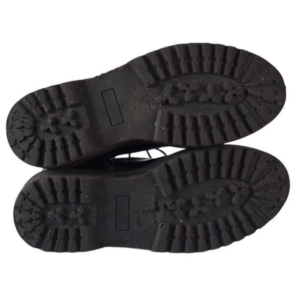 Simply Be. Black Croc Faux Leather Platform Combat Boots Size 7 Extra Wide - Picture 8 of 9